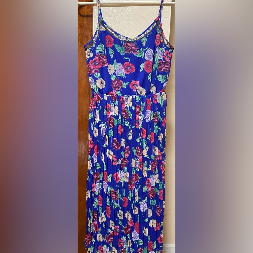 Lauren Conrad Blue Floral Midi Dress Size XS